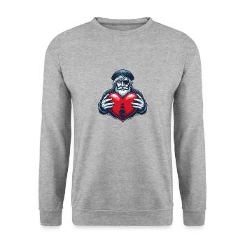 Herz eines alten bretonischen Kap-Horners - Unisex Pullover - Weißgrau meliert - Vorne - Alina (178cm) & Michal (187cm)