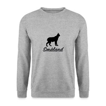Småland Luchs Schweden Region Südschweden Umriss - Unisex Pullover - Weißgrau meliert - Vorne - Alina (178cm) & Michal (187cm)