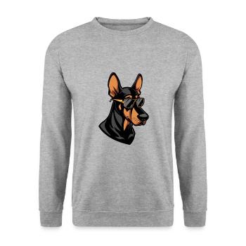 Doberman chien bande dessinée cool - Sweat-shirt Unisexe - gris chiné - Devant - Alina (178cm) & Michal (187cm)