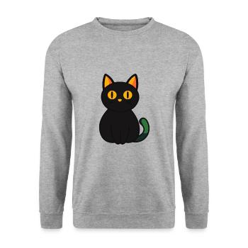 Chat Halloween Drôle de chat - Sweat-shirt Unisexe - gris chiné - Devant - Alina (178cm) & Michal (187cm)