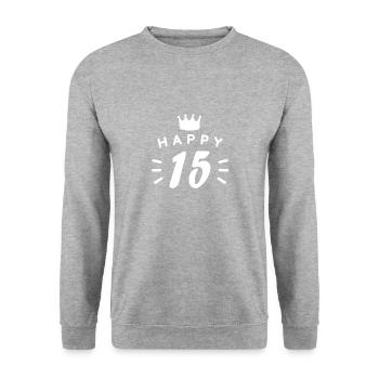 15ème anniversaire 15 ans joyeux anniversaire - Sweat-shirt Unisexe - gris chiné - Devant - Alina (178cm) & Michal (187cm)