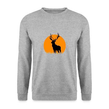 deer - Unisex Sweatshirt - salt & pepper - Front - Alina (178cm) & Michal (187cm)