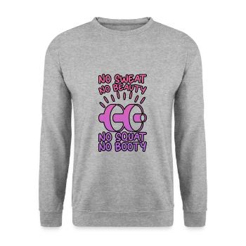 No Sweat No Beauty No Squat No Booty 6 - Unisex Pullover - Weißgrau meliert - Vorne - Alina (178cm) & Michal (187cm)