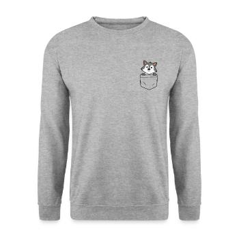 Wolf bag - wolf in my pocket - Unisex Sweatshirt - salt & pepper - Front - Alina (178cm) & Michal (187cm)