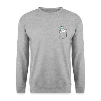 Unicorn bag - unicorn in my pocket - Unisex Sweatshirt - salt & pepper - Front - Alina (178cm) & Michal (187cm)