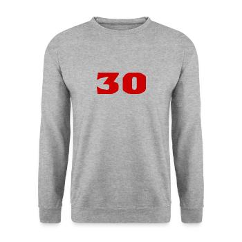 30. 30 YEARS. 30th ANNIVERSARY. 30TH ANNIVERSARY. - Unisex Sweatshirt - salt & pepper - Front - Alina (178cm) & Michal (187cm)