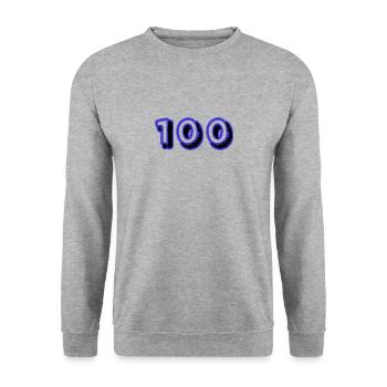 100. 100 JAHRE. 100-JÄHRIGES JUBILÄUM. 100. GEBURTSTAG - Unisex Pullover - Weißgrau meliert - Vorne - Alina (178cm) & Michal (187cm)