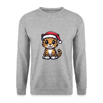 Noël léopard mignon - Sweat-shirt Unisexe - gris chiné - Devant - Alina (178cm) & Michal (187cm)