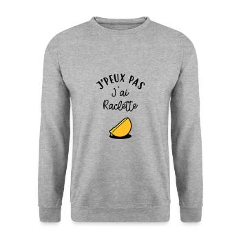 J'peux pas J'ai Raclette - Sweat-shirt Unisexe - gris chiné - Devant - Alina (178cm) & Michal (187cm)