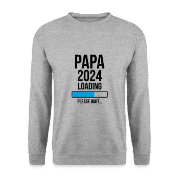 Papa 2024 Loading Bitte warten... - Unisex Pullover - Weißgrau meliert - Vorne - Alina (178cm) & Michal (187cm)