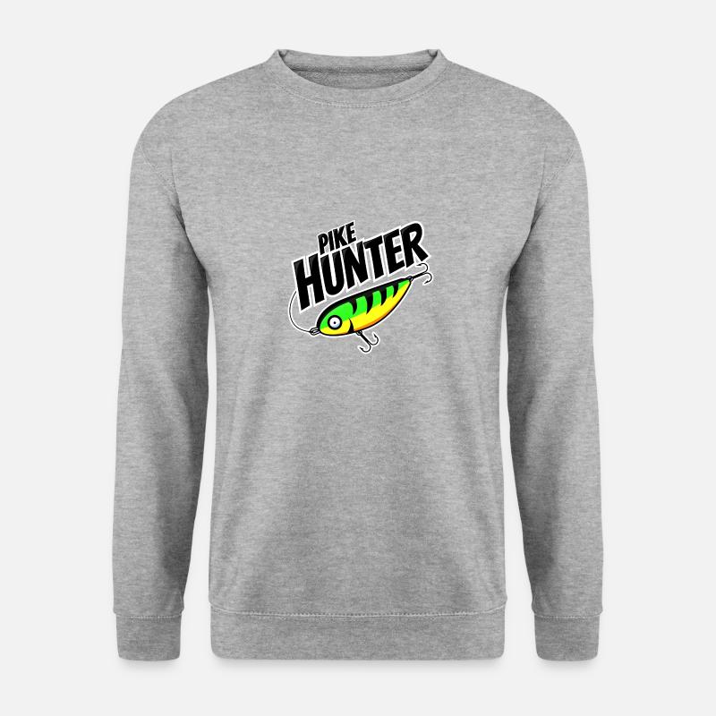 Anglershirt PikeHunter - Hecht Zielfisch - Unisex Pullover - Weißgrau meliert