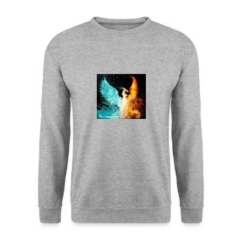 water and fire - Unisex Sweatshirt - salt & pepper - Front - Alina (178cm) & Michal (187cm)