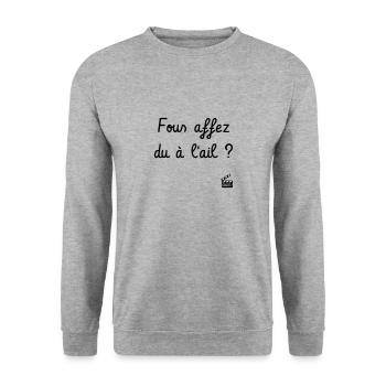 Fous affez du à l'ail ? La Septième Compagnie - Sweat-shirt Unisexe - gris chiné - Devant - Alina (178cm) & Michal (187cm)