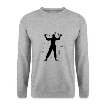 Bodybuilding Gewichtheben Fitness Workout - Unisex Pullover - Weißgrau meliert - Vorne - Alina (178cm) & Michal (187cm)