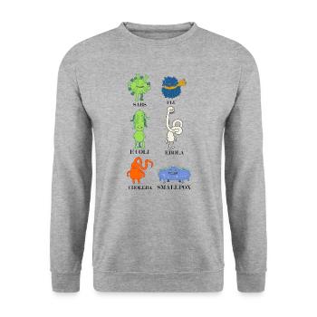 Douces bactéries et virus - grippe, E.Coli - Sweat-shirt Unisexe - gris chiné - Devant - Alina (178cm) & Michal (187cm)