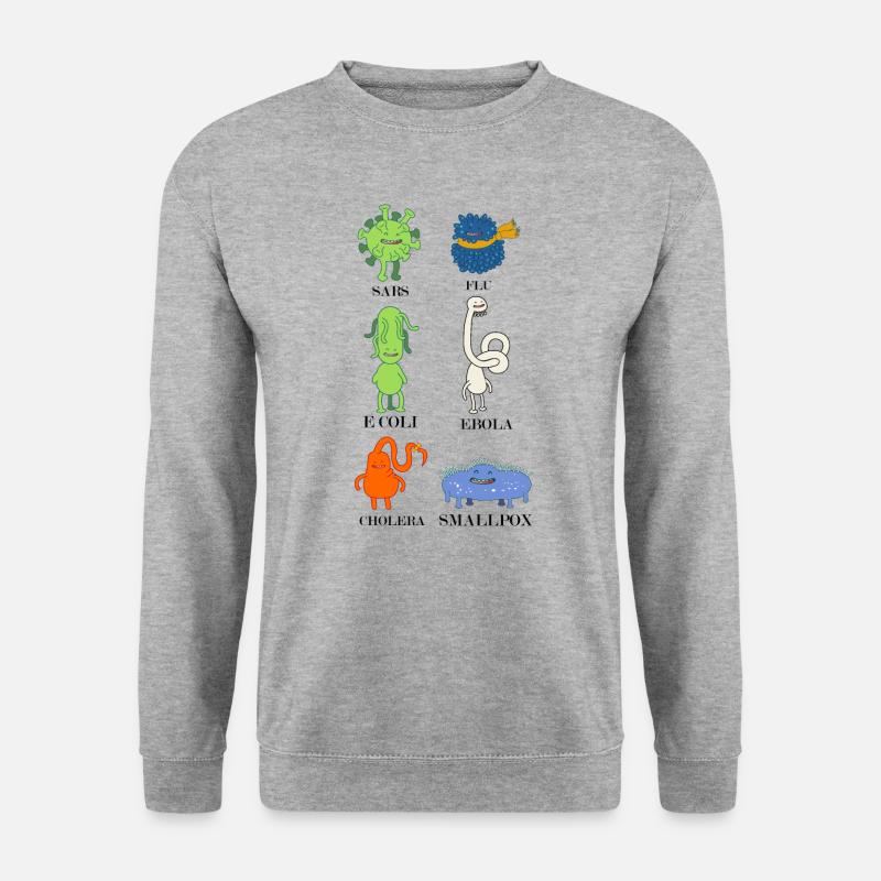 Süße Bakterien und Viren - Grippe, E.Coli - Unisex Pullover - Weißgrau meliert