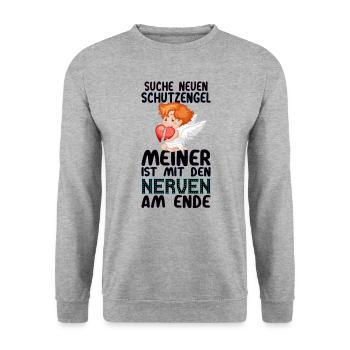 Suche Schutzengel Nerven - Unisex Pullover - Weißgrau meliert - Vorne - Alina (178cm) & Michal (187cm)