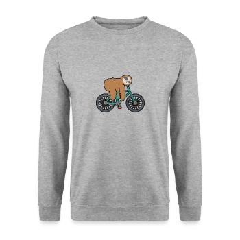 Sloth E-Bike Bicycle Pedelec Saying Funny Bike - Unisex Sweatshirt - salt & pepper - Front - Alina (178cm) & Michal (187cm)