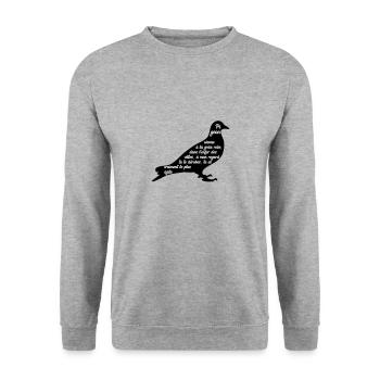 C'est arrivé près de chez vous - Poème Pigeon - Sweat-shirt Unisexe - gris chiné - Devant - Alina (178cm) & Michal (187cm)