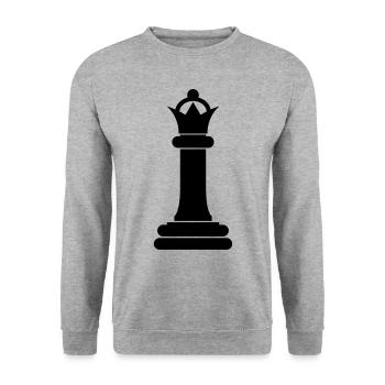 Schachfigur Königin - Unisex Pullover - Weißgrau meliert - Vorne - Alina (178cm) & Michal (187cm)