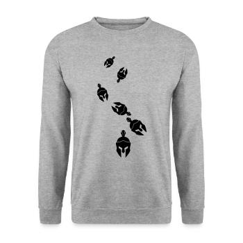 Casque Spartan - Sweat-shirt Unisexe - gris chiné - Devant - Alina (178cm) & Michal (187cm)
