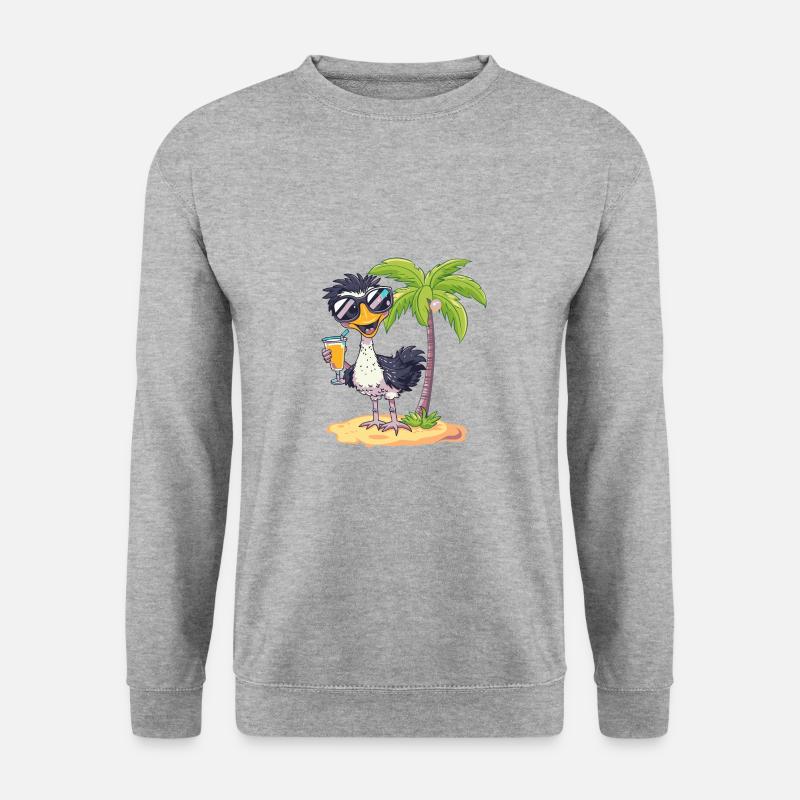 Ostrich Summer Beach Comic - Unisex Sweatshirt - salt & pepper