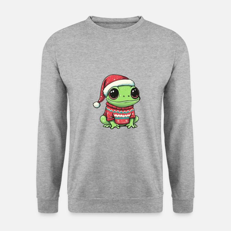 Frosch Weihnachten Comic - Unisex Pullover - Weißgrau meliert