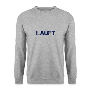 Läuft - Unisex Pullover - Weißgrau meliert - Vorne - Alina (178cm) & Michal (187cm)