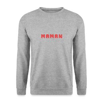 MAMAN. FÊTE DES MÈRES. BONNE FÊTE MAMAN. NOËL - Sweat-shirt Unisexe - gris chiné - Devant - Alina (178cm) & Michal (187cm)