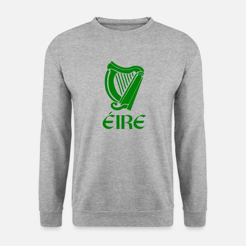 St Patricks Day Zitat Eire mit keltischer Harfe - Unisex Pullover - Weißgrau meliert