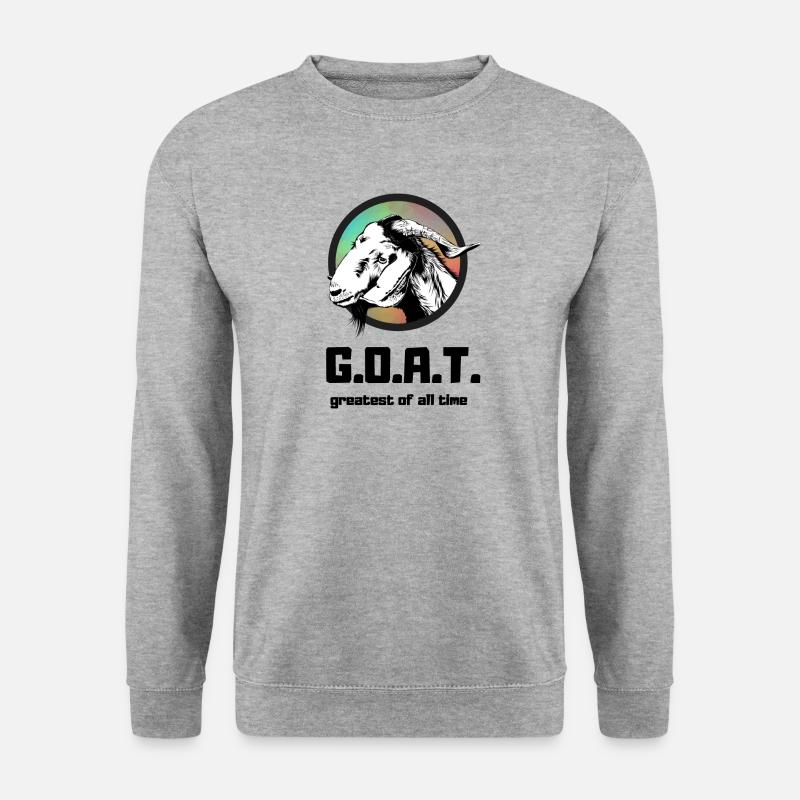 GOAT Ziege greatest of all time Bock Geschenk - Unisex Pullover - Weißgrau meliert