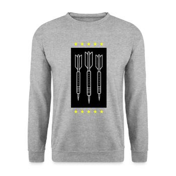 Darts Team Dartpfeile Symbol - Unisex Pullover - Weißgrau meliert - Vorne - Alina (178cm) & Michal (187cm)