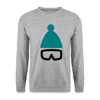 Mütze mit Ski- oder Snowboardbrille - Unisex Pullover - Weißgrau meliert - Vorne - Alina (178cm) & Michal (187cm)