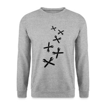 Wrench Icon - Unisex Sweatshirt - salt & pepper - Front - Alina (178cm) & Michal (187cm)