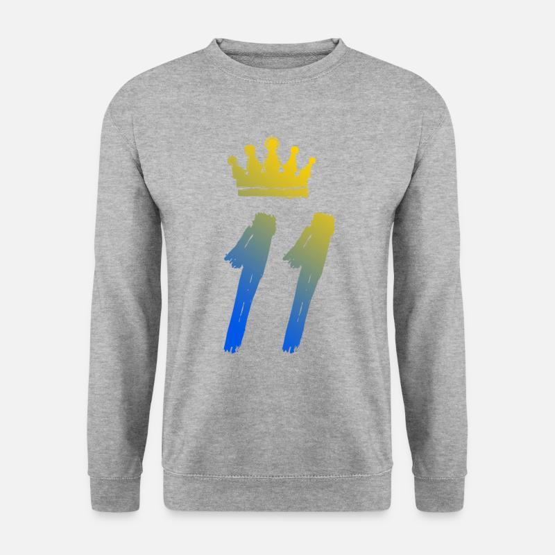 11 Zahl Krone - Unisex Pullover - Weißgrau meliert