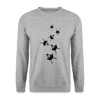 Griller de la viande de steak - Sweat-shirt Unisexe - gris chiné - Devant - Alina (178cm) & Michal (187cm)