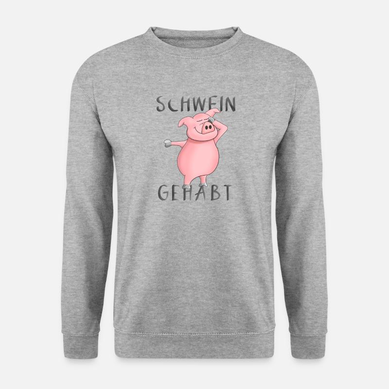 Schwein gehabt - Glück - Glücksbringer - Unisex Pullover - Weißgrau meliert