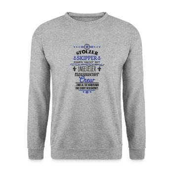 Ungeheuer fantastische Crew / Skipper / No.2 - Unisex Pullover - Weißgrau meliert - Vorne - Alina (178cm) & Michal (187cm)