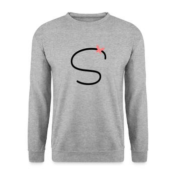 Lettre S Papillon Lettre - Sweat-shirt Unisexe - gris chiné - Devant - Alina (178cm) & Michal (187cm)