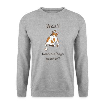 Yoga Katzen T-Shirt - Unisex Pullover - Weißgrau meliert - Vorne - Alina (178cm) & Michal (187cm)