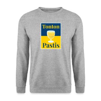 Tonton Pastis - Pour les amoureux du pastaga - Sweat-shirt Unisexe - gris chiné - Devant - Alina (178cm) & Michal (187cm)