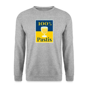 100 % Pastis - Pour les amoureux du pastaga - Sweat-shirt Unisexe - gris chiné - Devant - Alina (178cm) & Michal (187cm)