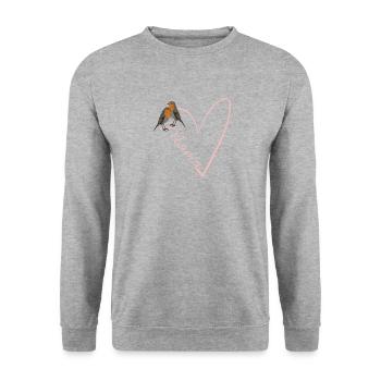 Mom Robin with Heart Gift Mother's Day - Unisex Sweatshirt - salt & pepper - Front - Alina (178cm) & Michal (187cm)