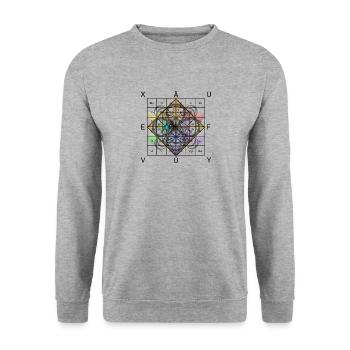 BrillantQodeA - Unisex Pullover - Weißgrau meliert - Vorne - Alina (178cm) & Michal (187cm)