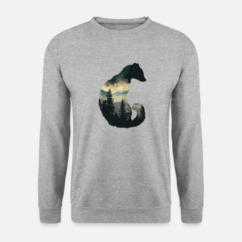 Marder Tier Wald Natur - Unisex Pullover - Weißgrau meliert