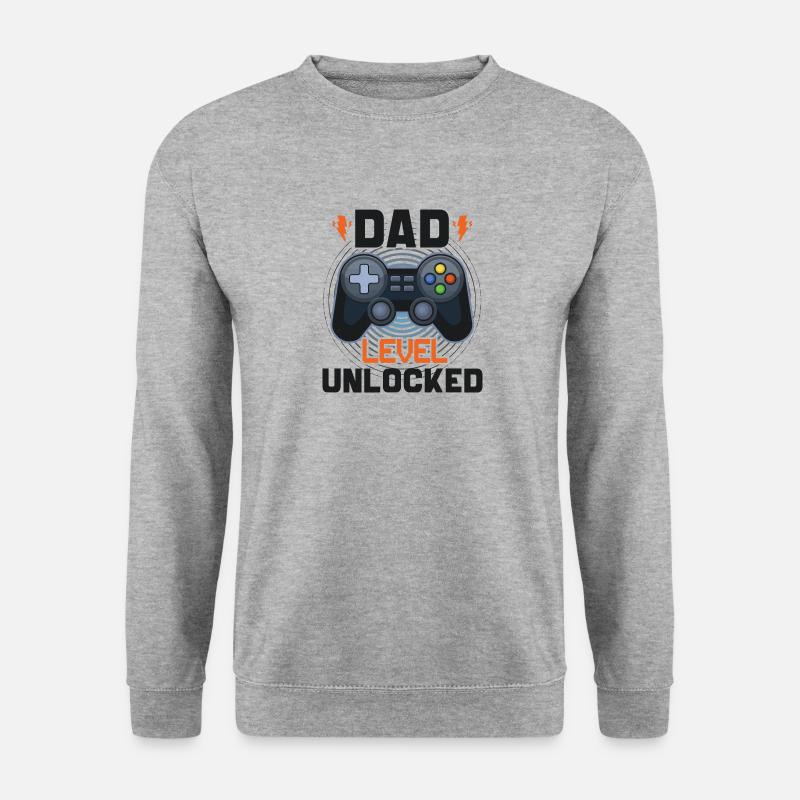 Papa Level freigeschaltet - Unisex Pullover - Weißgrau meliert