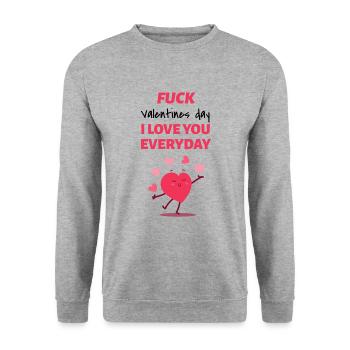 Fick Valentinstag, ich liebe dich jeden Tag - Unisex Pullover - Weißgrau meliert - Vorne - Alina (178cm) & Michal (187cm)