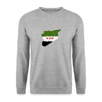 Free Syria سوريا حرة - Unisex Pullover - Weißgrau meliert - Vorne - Alina (178cm) & Michal (187cm)