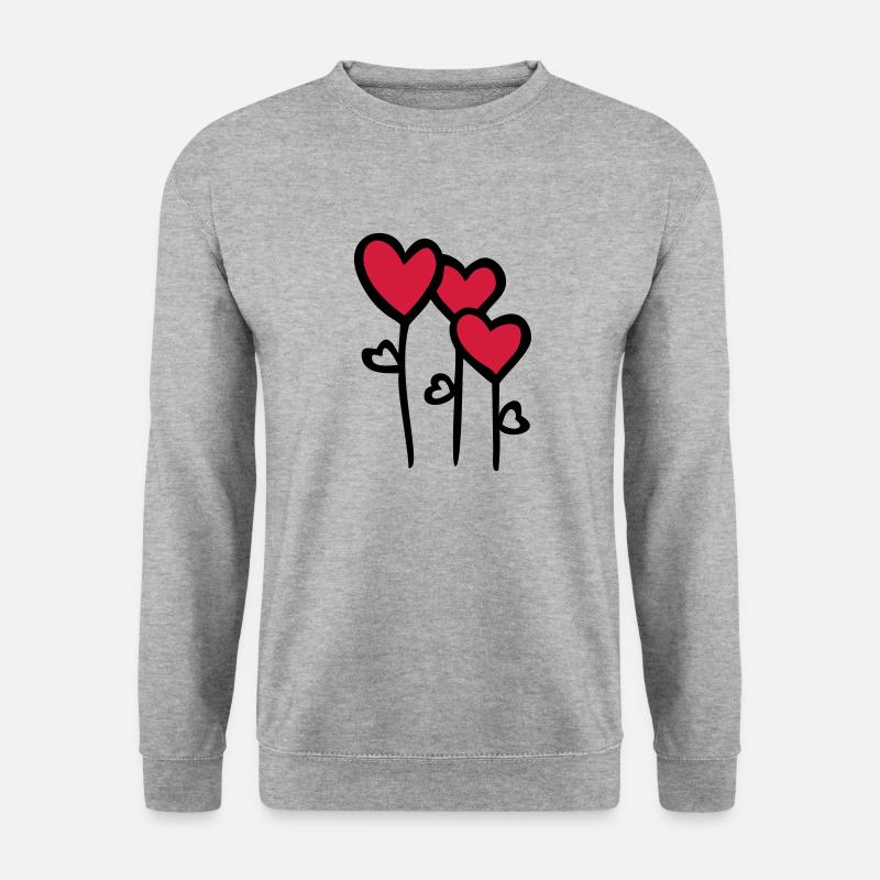 HERZ Blumen - Unisex Pullover - Weißgrau meliert