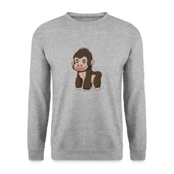 Süsser Affe - Unisex Pullover - Weißgrau meliert - Vorne - Alina (178cm) & Michal (187cm)